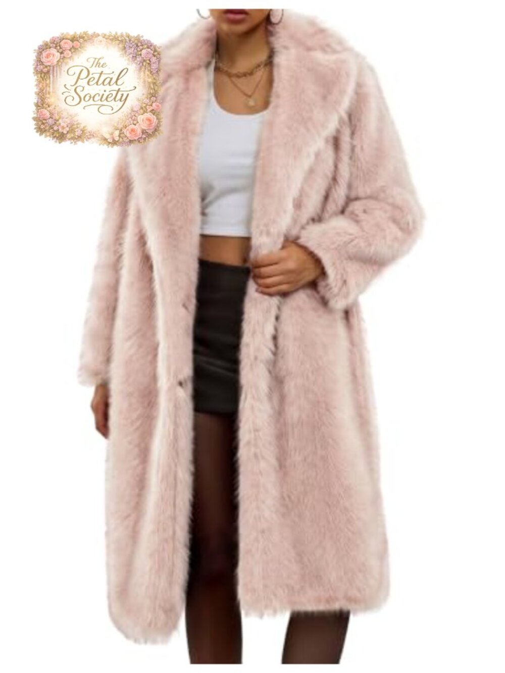 Faux Fur Coat Long Warm Fluffy Winter Jacket Knee Length